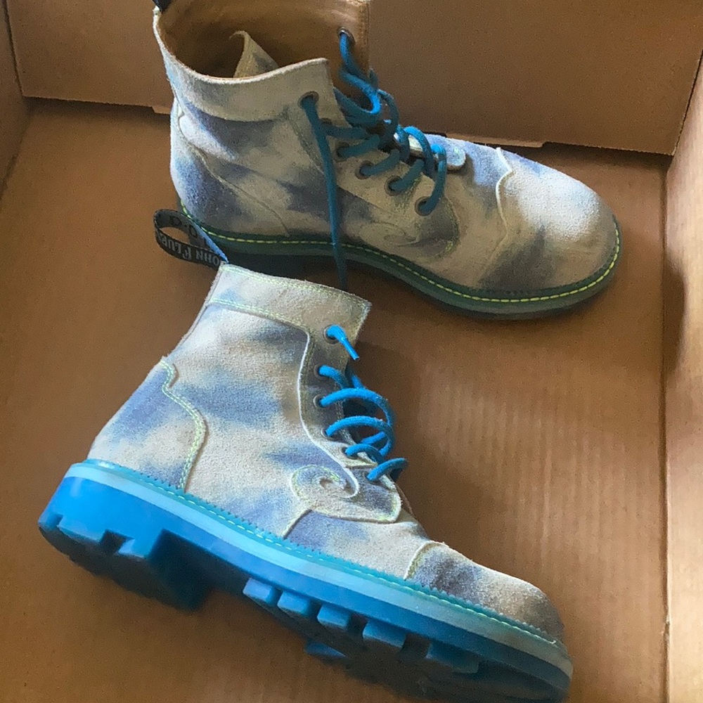 John Fluevog Derby tie Dye boots size 7.5 (rare)